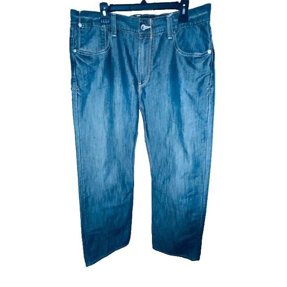 Levis 514 Jeans 38x30 Mens Baggy Y2K Slim Straight Fit Flap Pockets Waxed Denim - Picture 2 of 16